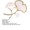 Lady Clothes Brooch Ginkgo Shape Bag Faux Pearl Decor Leaf Coat Collar Hat Scarf