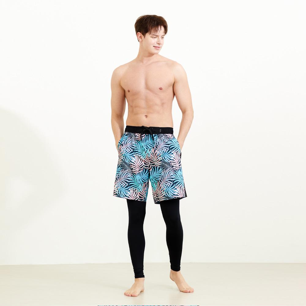 Beijigelleu Men'S Tropical Zip-Up Rash Guard Boardshorts Set Bem-W913K