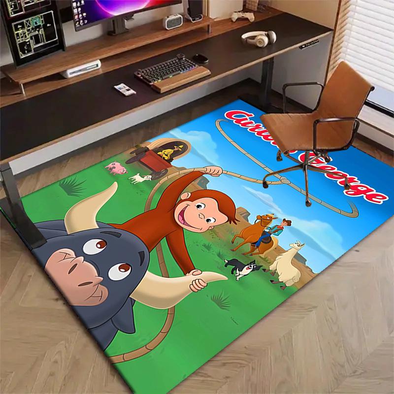 1pc Curious George (2) Design Printed Area Rug Carpet for Bedroom Living Room Home Decor Rugs Mat Non Slip Mat Rug for Bedside