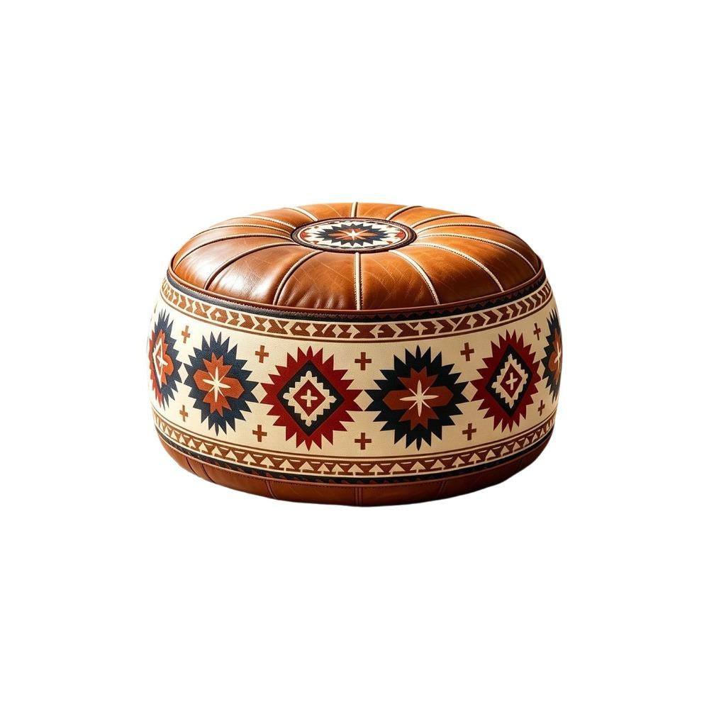 Ungefüllter runder Hockerbezug Boho-Stil Aufbewahrungshocker Kleidersack Wohnzimmer