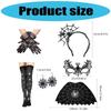 Spiders Web Poncho Dress Lace Gloves Earring Headband Stockings for Halloween Party Spiderweb Costume Accessories