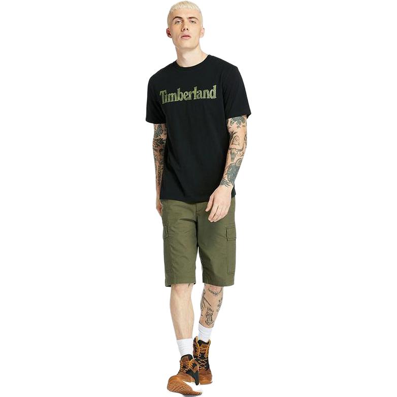 Timberland Outdoor Casual Sports Printed Breathable Short Sleeve T-Shirt Men Tops Black A2593-001