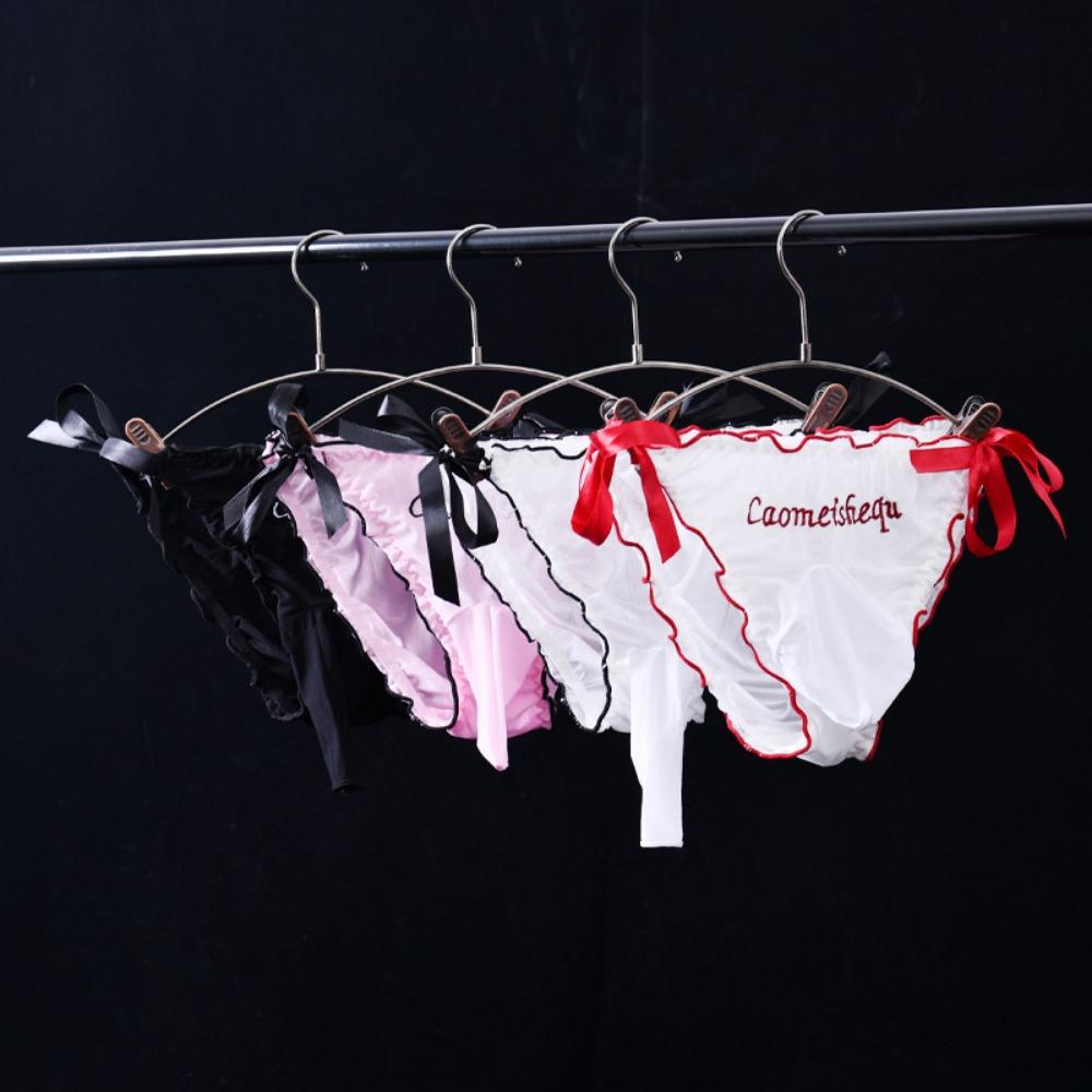 Qinghe Mesh Panties Sexy Girl Briefs Strap-up Adjustment Embroidery Men's Belt Jj Set of Erotic Underwear