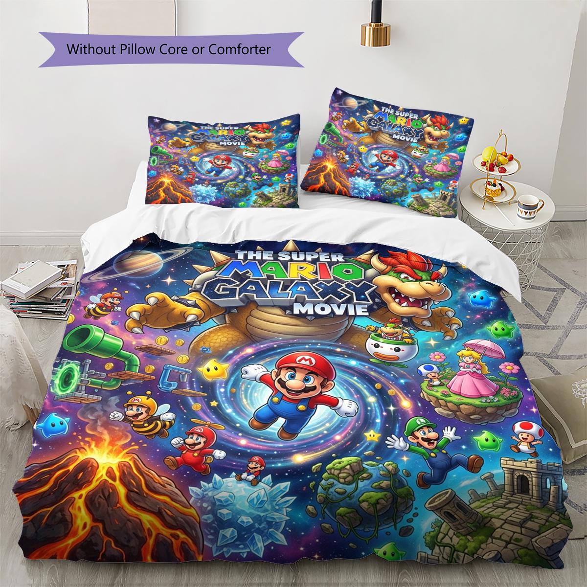 Super Mario Poster Soft Cozy Duvet Cover, Kids Bedding Gift Set, Extra Large Different Sizes -HE139 135x200cm