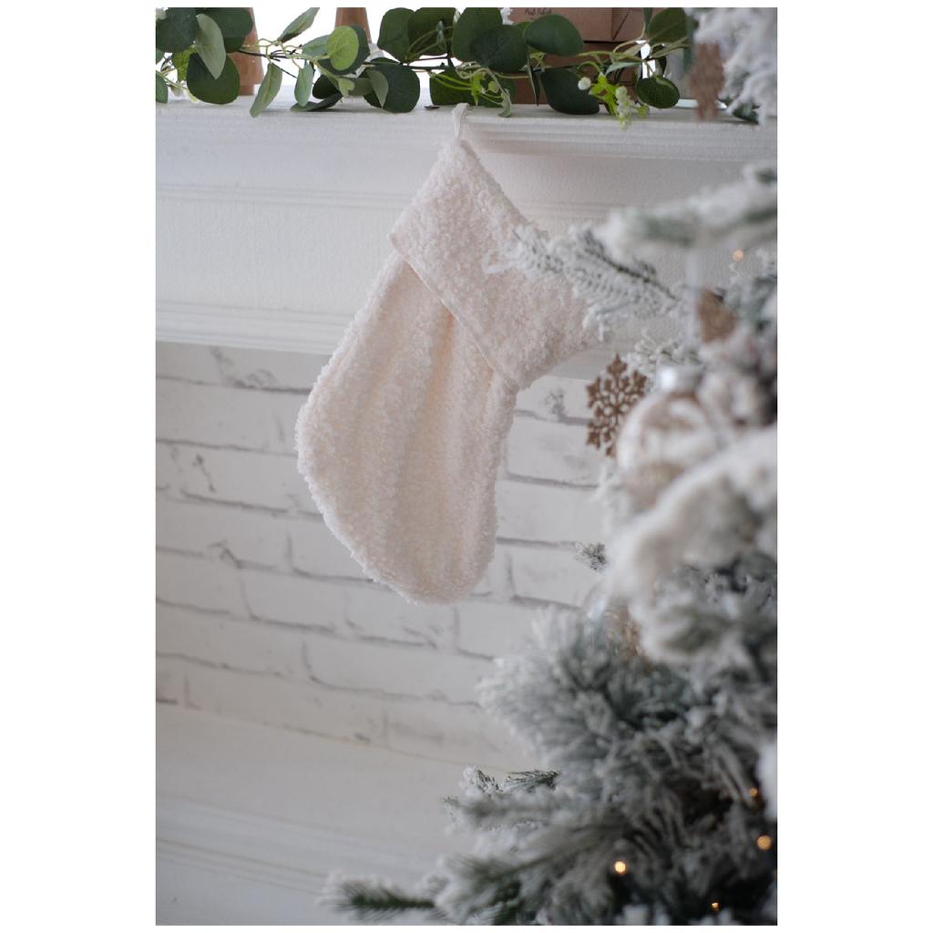 New Year's Plush Fireplace Sock Large Size Sock Teddy White