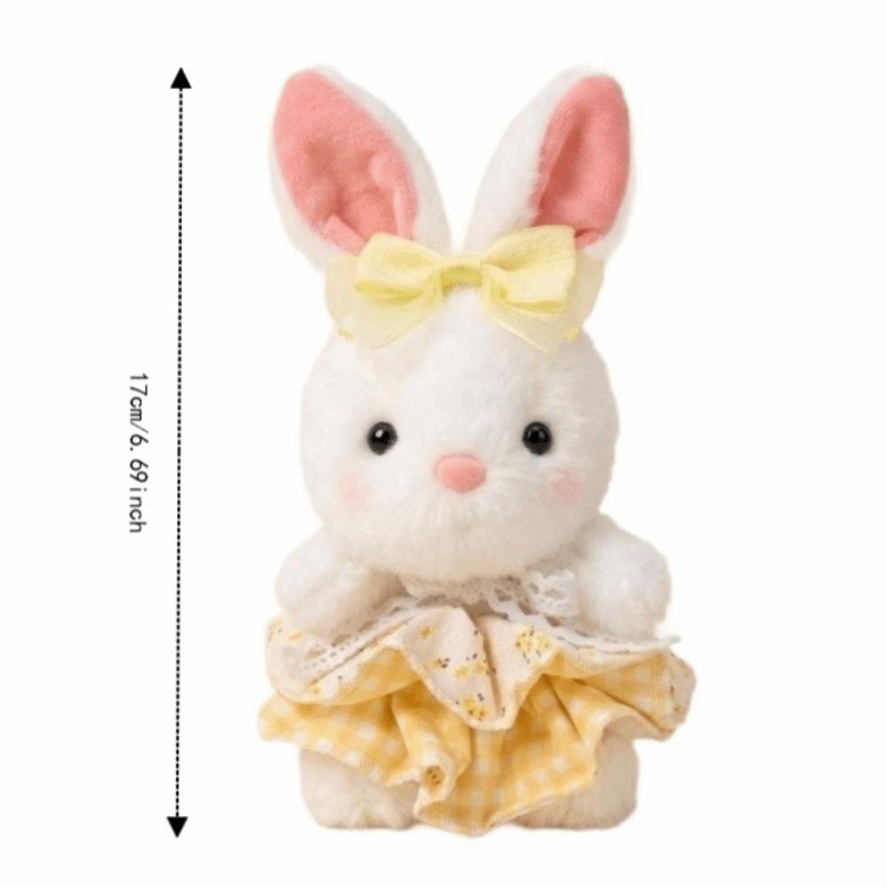 Floral Pattern Rabbit Plush Toy Big Bow Dress Bunny Plush Doll Cute Stuffed Rabbit Kid Pillow