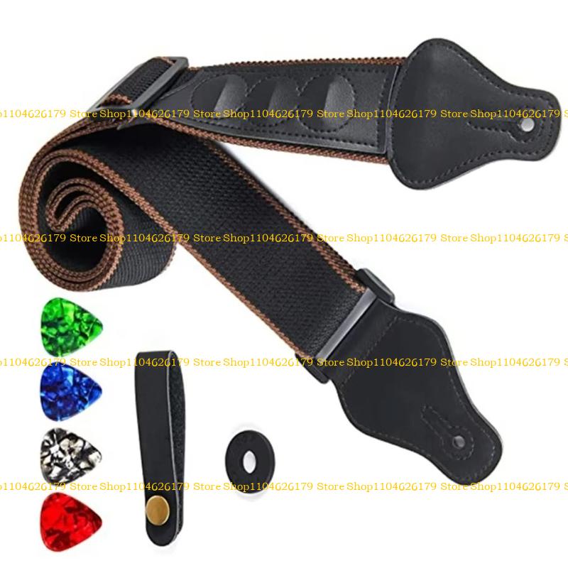 A1A2 Antislip Guitar Strap Comfortable Shoulder Strap Professional Guitar Strap for Includes Picks and Strap Button