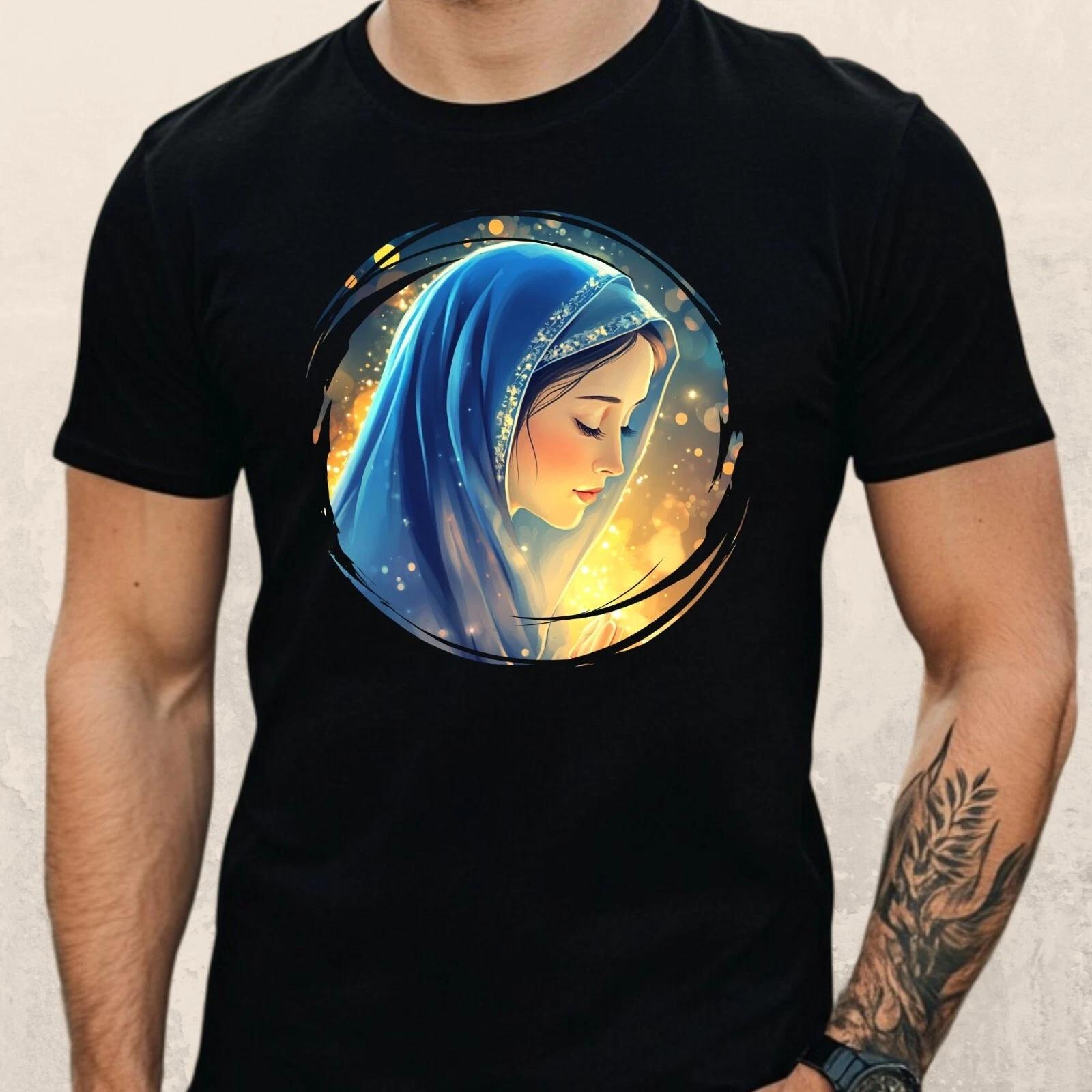 T-Shirt Men Virgin Mary Motif Cotton Size S to 5XL XXL