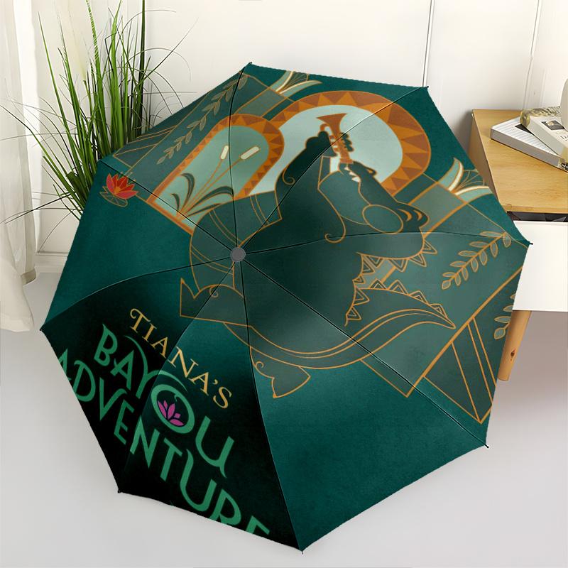 Tiana s Bayou Adventure Disney Automatic Open/CloseCartoon Umbrella-CuteUmbrella with Cute Design, Portable 3-Fold Compact Umbrella for Men