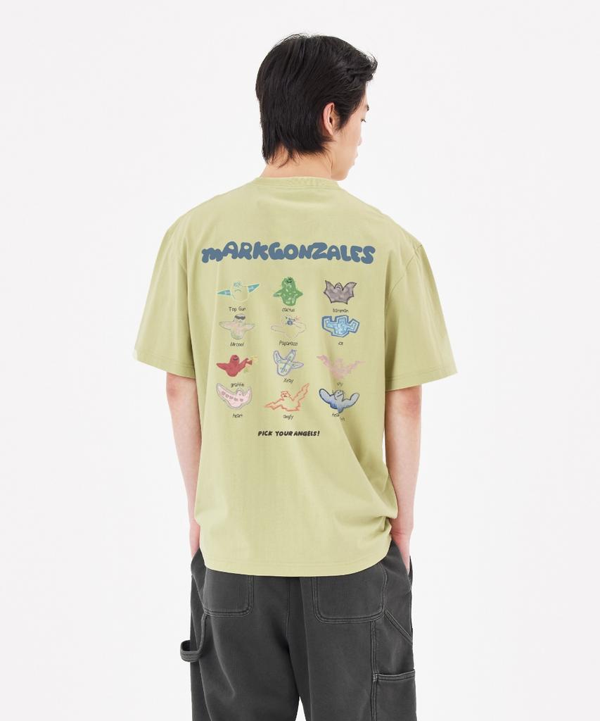 Mark Gonzales Angel Characters Short Sleeve T-Shirt - Light Lime