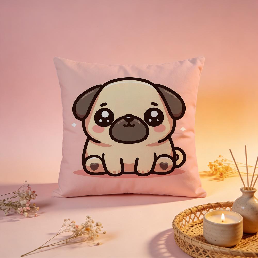Lovely Cute Pug Dog Cushion Cover Comfortable Durable Pillow Cover MultiScene for Home Office Car Sofa