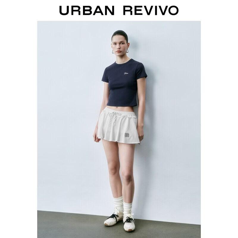 

UR2026 Women s Summer Urban Casual Letter Embroidered Round Neck T-Shirt XL