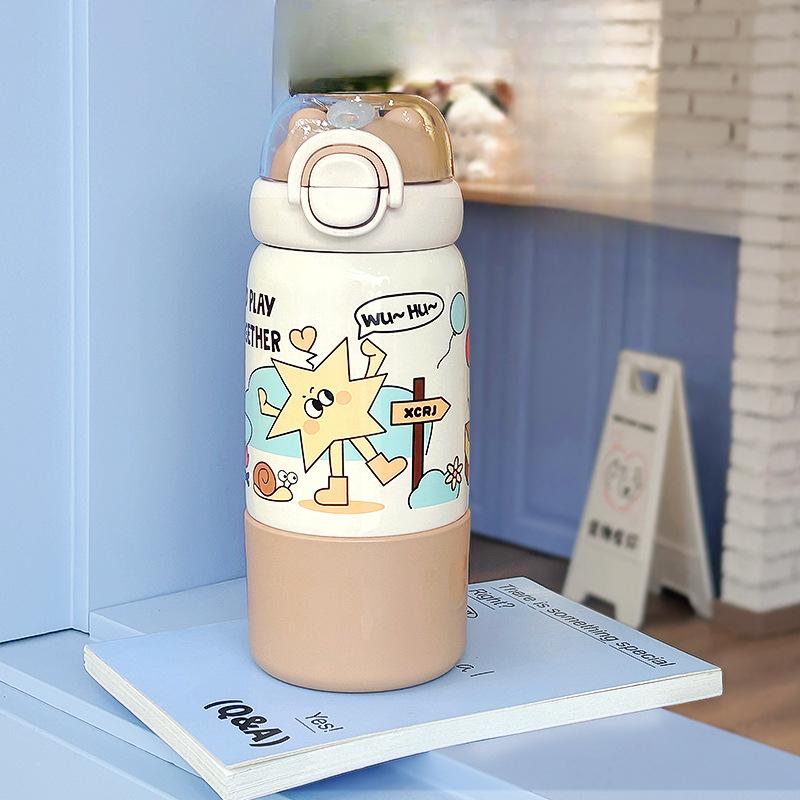 New High Appearance Level Double Drink Thermos Cup Stainless Steel Cup Home Student Water Cup Girls Portable Children's Cup