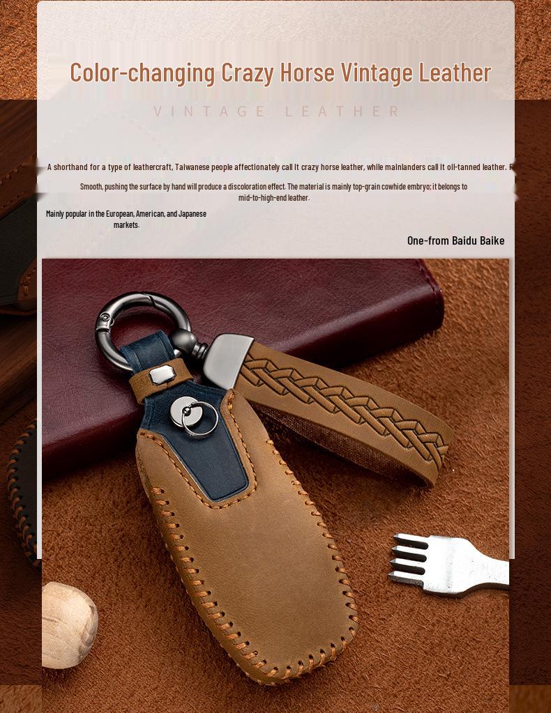 Ford Key Case for Focus, Mondeo, Kuga, Ecosport, Edge, Taurus - Genuine Leather with Buckle