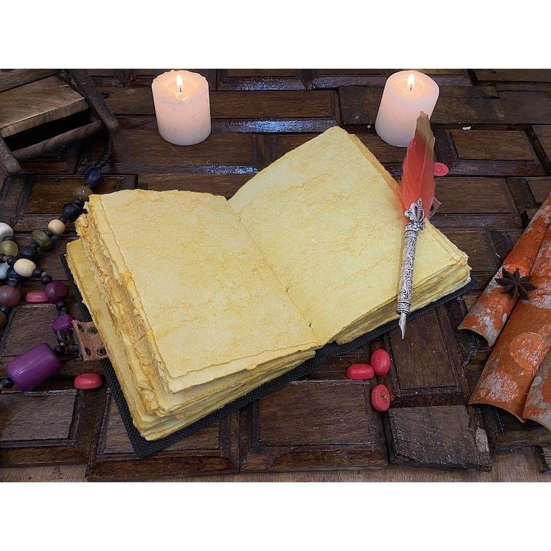 Moon Phase Leather Journal Notebook - Book of Shadows Handstitched Journal Grimoire Journal Handmade Journal With Deckle Paper Brass C Lockc