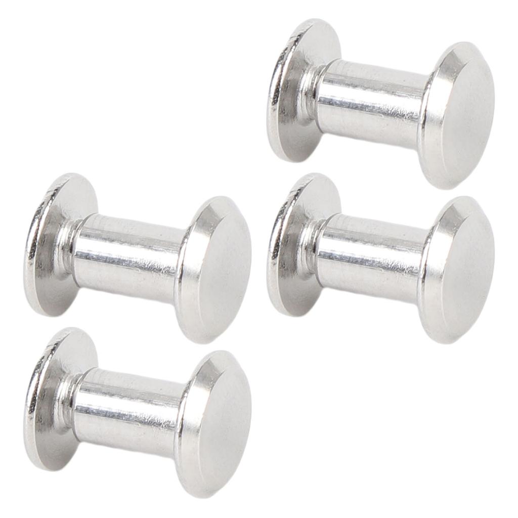 50 Sets Rivets Screws Kit M4 Stainless Steel Flat Round Fence Cleat Nuts for Leather Craft and Bookbinding 5x8x9.5mm