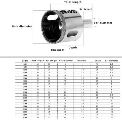 6-100mm Diamond Drill Bit 1pcs Tile Marble Glass Ceramic Granite Porcelain Brick Quartz Hole Opener Hole Saw Cutting Tools
