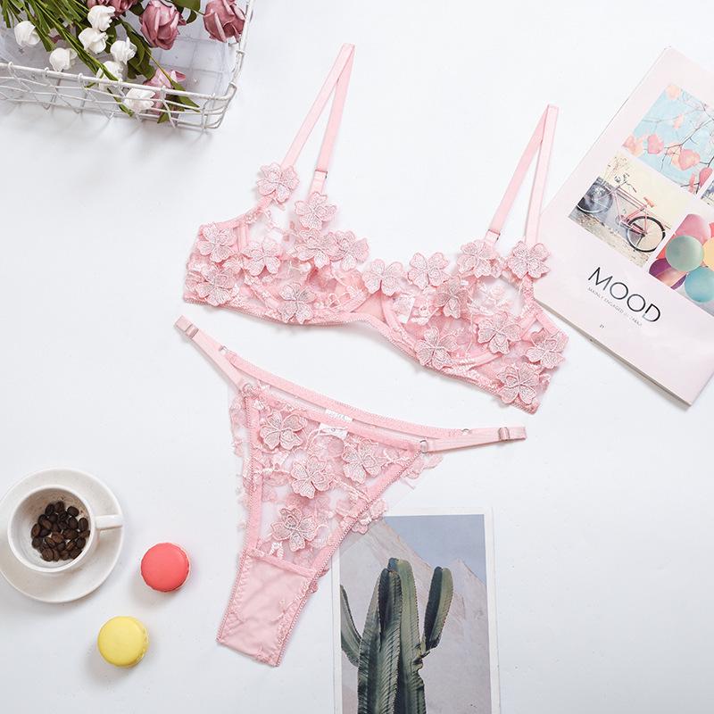 Ensemble de Lingerie Bikini Sexy en Dentelle Florale Résille 2021