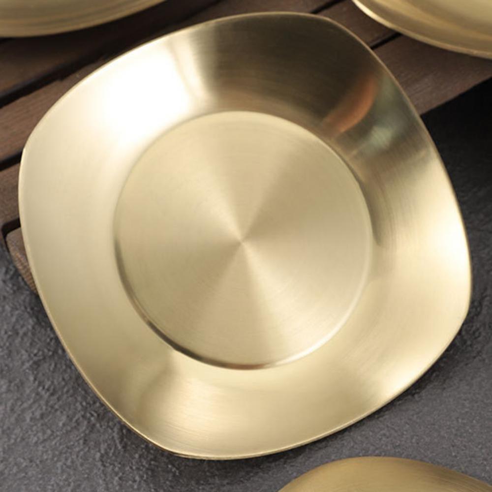 Stainless Steel Seasoning Dish Golden Korean Pickle Dishes Bone Dish   Table Sauce Appetizer
