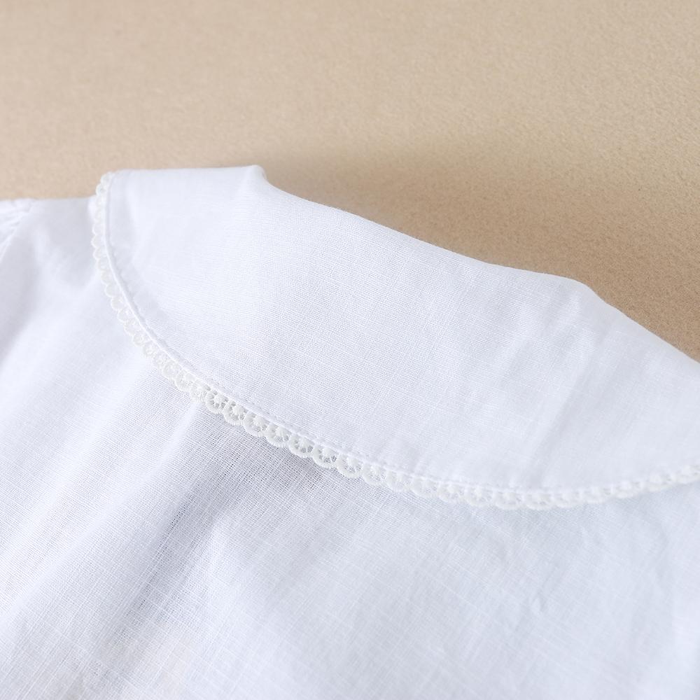 Camicette da ragazza Camicie estive a maniche corte in cotone Bel pizzo causale bianco Top Abbigliamento per bambini di alta qualità