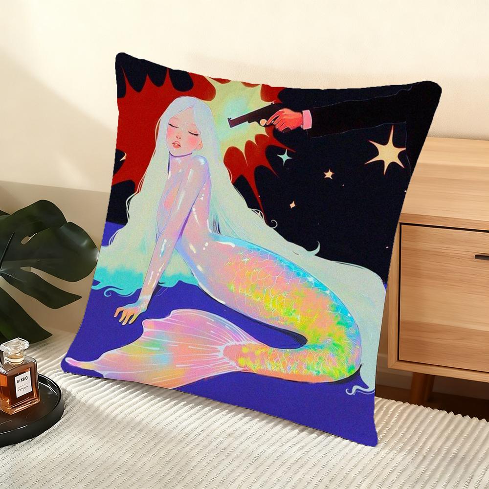 Cushion Cover Silky Short Plush Home Sofa Cushion Cover - Invisible Zipper Home Decoration Neon Dream