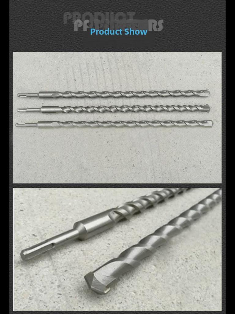Extended 500MM, 1M, 2M, 3M Concrete Impact Drill Bit with Dual Pits & Grooves
