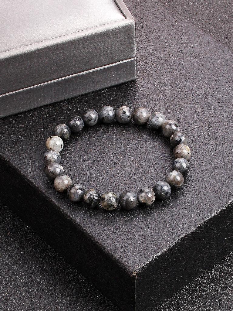 Real Natural Labradorite Stone Bead Bracelet Men Women Vintage Black Flash Stone Bracelet with Original Natural Crystal Gift