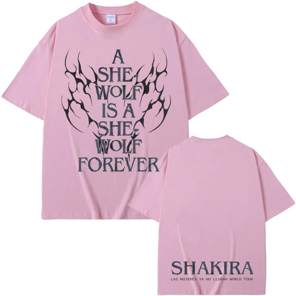 LMYNL World Tour She Wolf Tee 2026 Summer Shakira 's Same Style Tee-shirt Round Neck 100% Cotton Tops