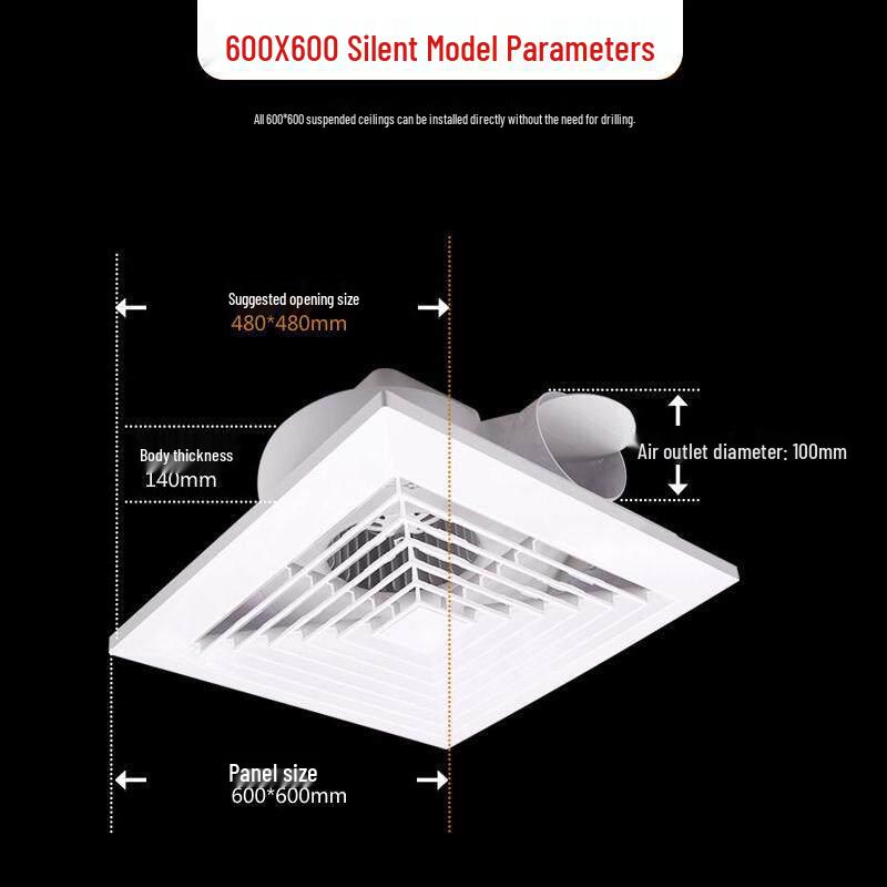 Powerful Silent Integrated Ceiling Ventilation Fan 600x600