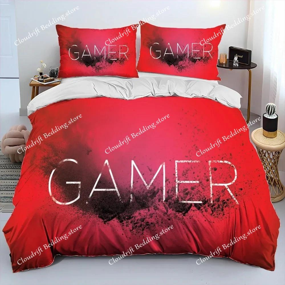Gamer Game Over Cartoon Bettdecke Bettwäscheset, Bettbezug Bettset Steppdecke Kissenbezug, King Queen Size Bettwäscheset Erwachsene Jungen