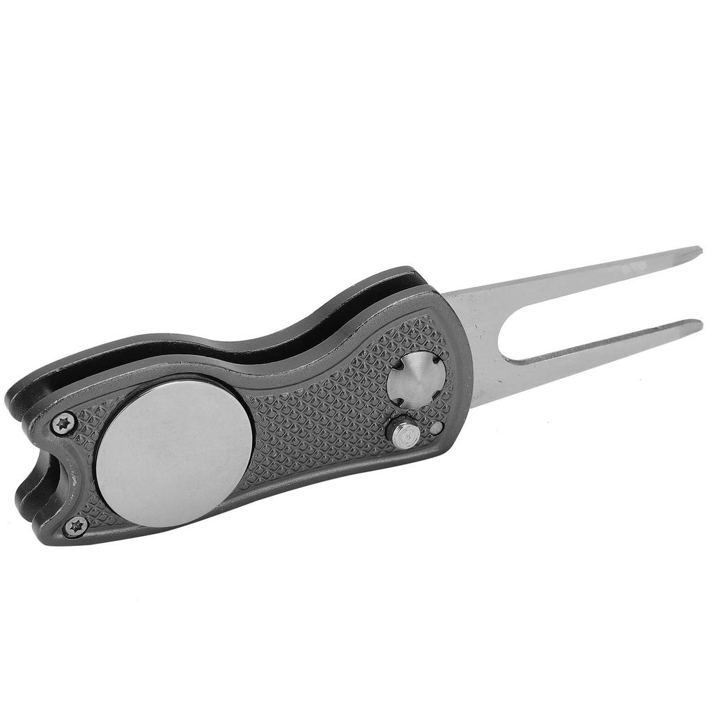 Stainless Steel Golf Pitchfork Foldable Golf Divot Tool Switchblade Tool Divot Repair ToolGray