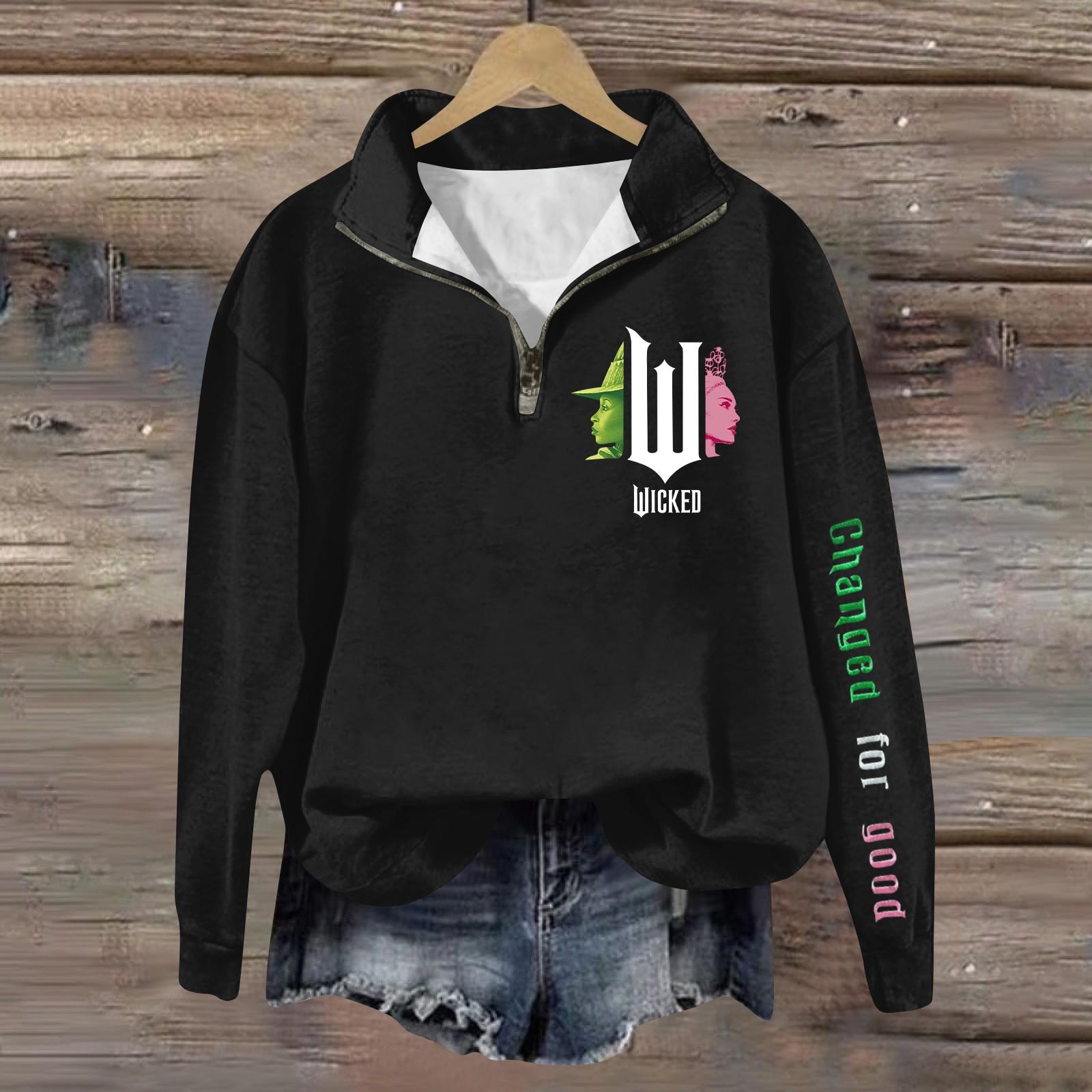 

Жіночий модний універсальний худі з довгим рукавом на блискавці з принтом відьми XL рожевий