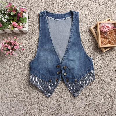 Vielseitige ärmellose Damenweste aus Denim im koreanischen Stil - Trendige kurze Strickjacke für Frühling/Herbst