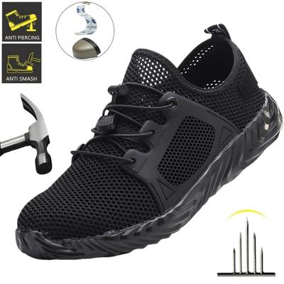 Zomer Open Werkveiligheidsschoenen Werkschoenen Stalen Neus Mannen Prikbestendige Werk Onverwoestbare Veiligheid Lichtgewicht Sneakers