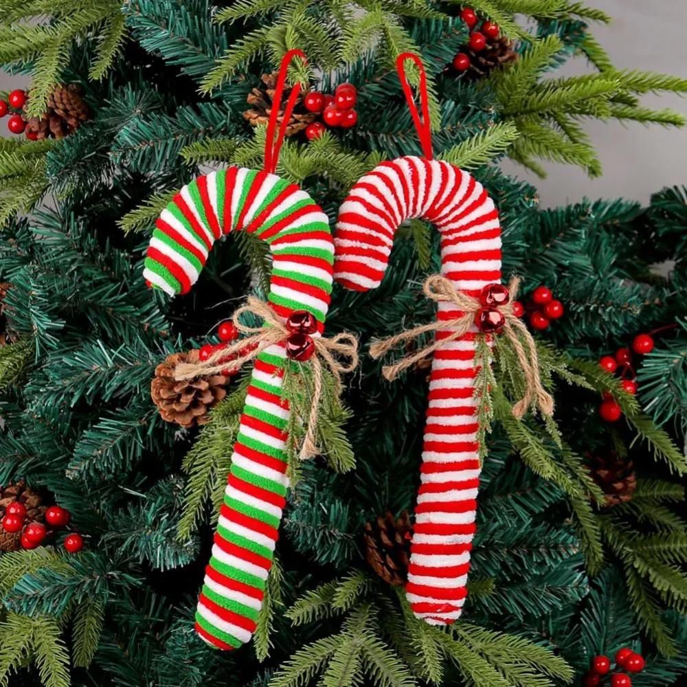 Cartoon Hanging Candy Cane Ornaments Funny Plush Cane Candy Candy Christmas Cane  Party Favors