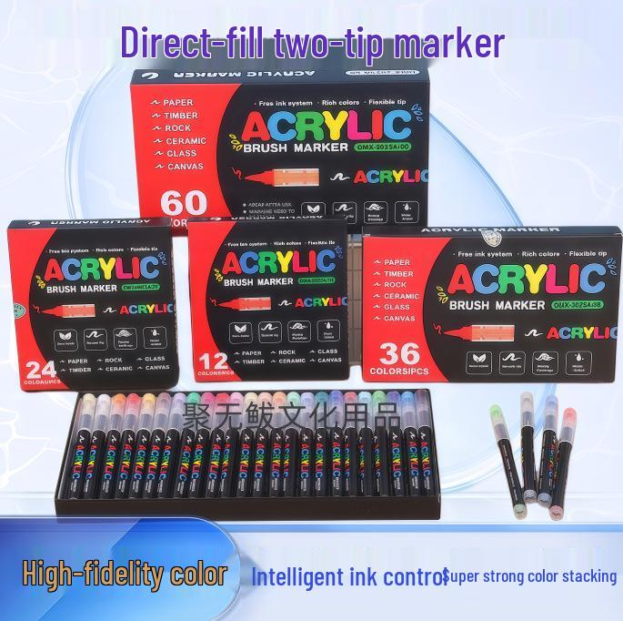 Waschbare Acrylmarker mit weicher Spitze – DIY-Glasvase & Aquarellstifte