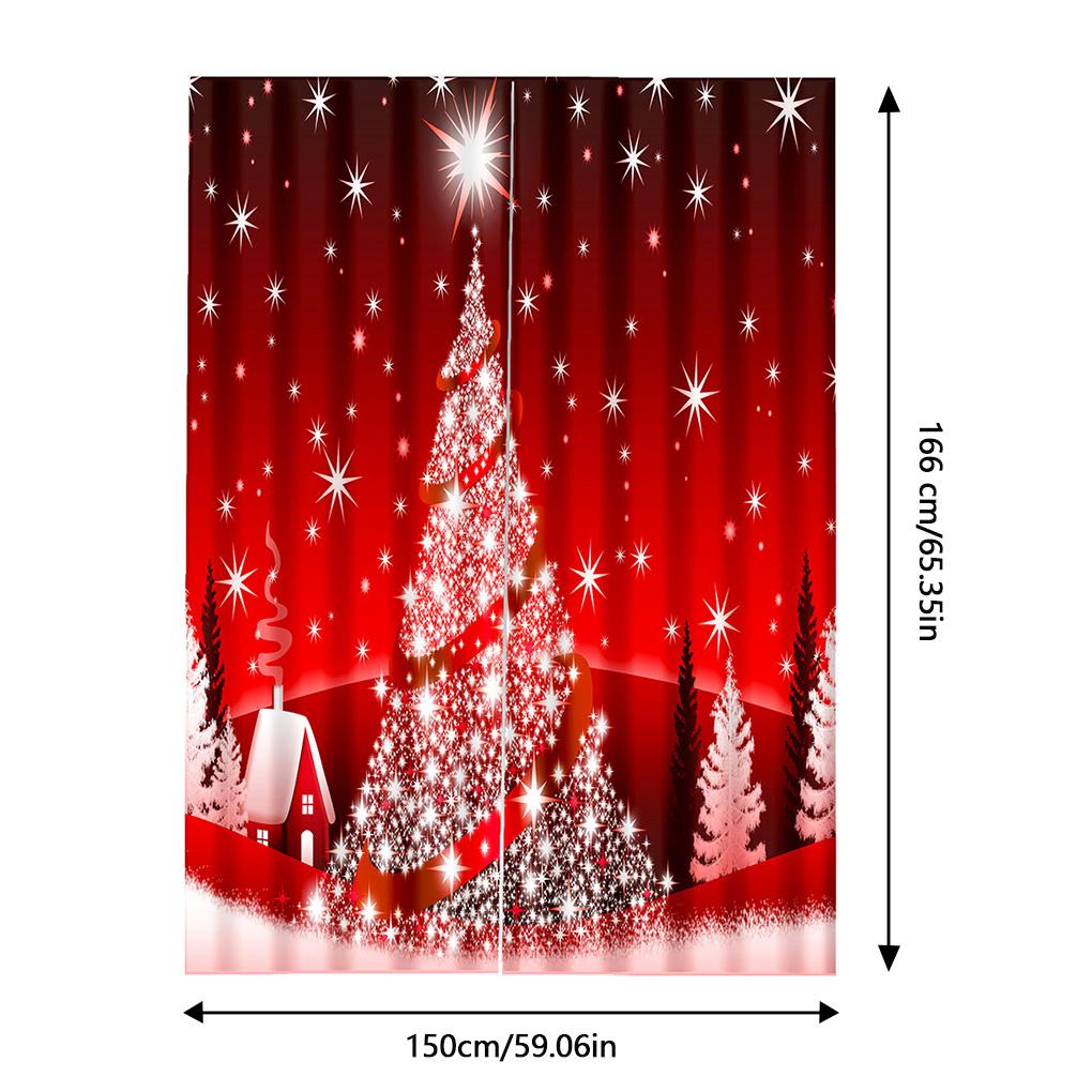 2 Pieces Christmas Blackout Curtains Exquisite Xmas Themed Festival Ornament Window Decor Accessory for Scene Layout