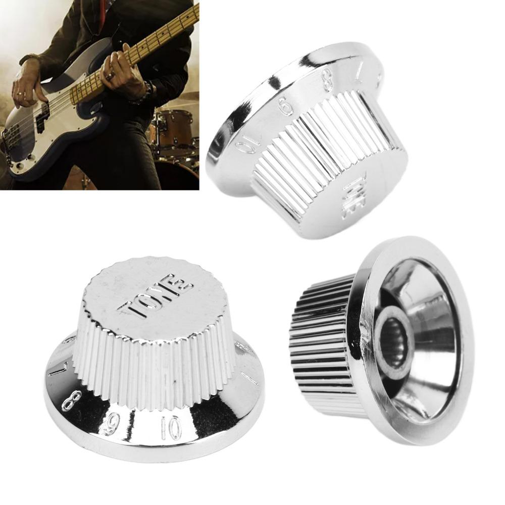 3PCS Silver Guitar Control Knobs 2 Tone 1 Volume Electric Guitar Knobs For Electric Guitar