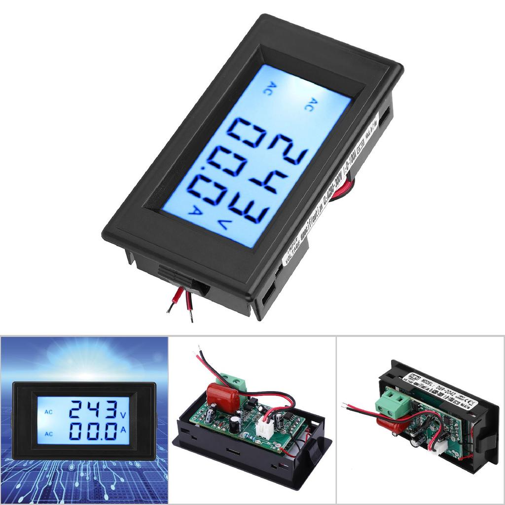 D692042 Woltomierz Amperomierz z Podwójnym Wyświetlaczem AC80300V 050A 0100A z Przekładnikiem PrądowymCzarny