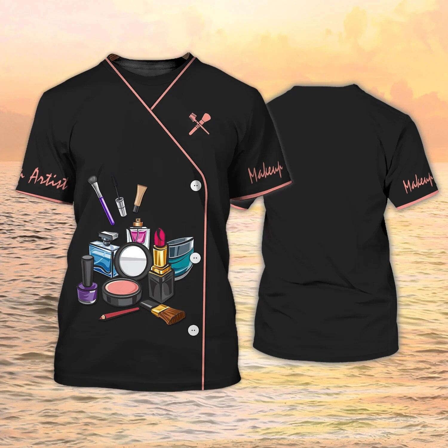 

Женская футболка с визажистом, модная женская футболка с коротким рукавом, повседневная женская одежда, топы на заказ, уличная футболка 8XL