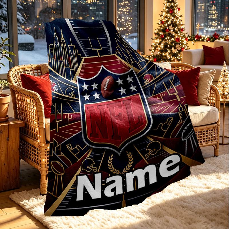 Custom Name Personalized NFL Print Blanket, Home Decor, Bedroom, Sofa, Camping, Couch, Gifts for Birthday Christmas