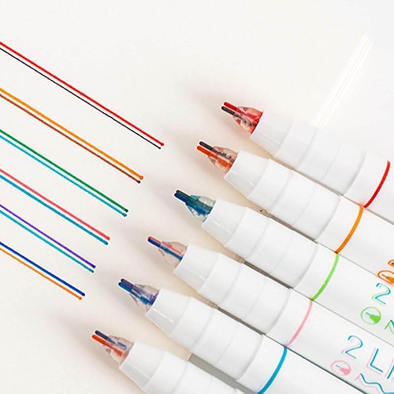 UCRAVO 2 In 1 Colored Gel Pen, 2 Lines Gel Pen Marker Gel Ink Roller Ball Pens, Stationery Supplies, Scrapbook Taking Su