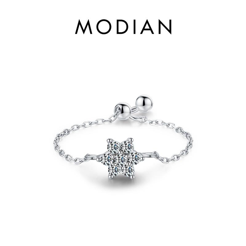 26 Style CZ Heart Flower Infinite Symbol Link Chain Ring 925 Sterling Silver Hearts Adjustable Rings For Women Jewelry