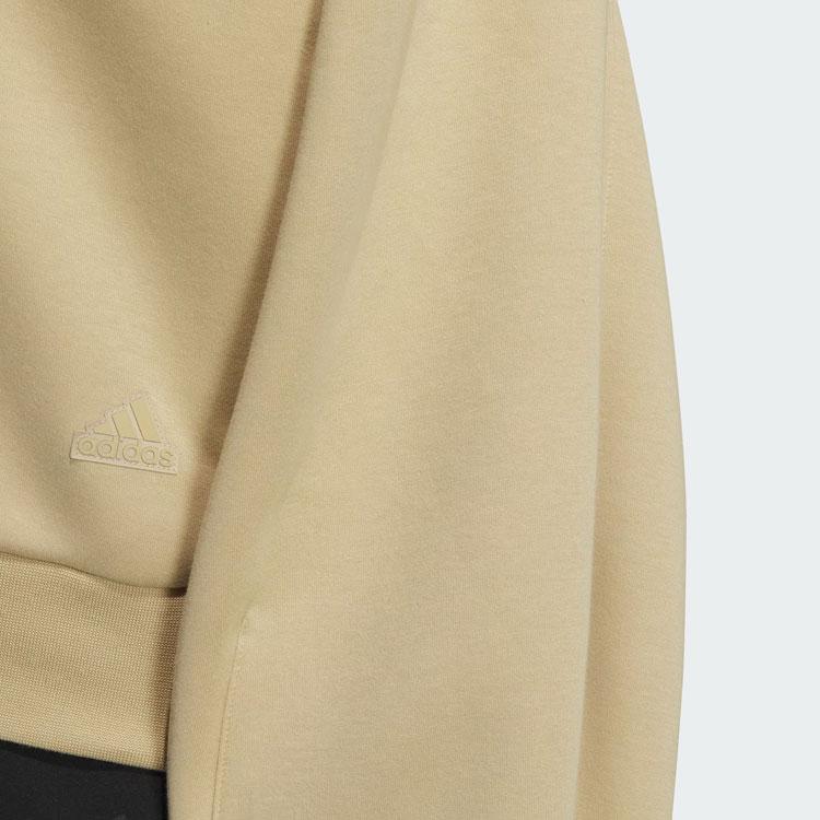 Adidas Spacer Full-Zip Hoodie Solid Color Sports Casual Loose Hooded Jacket Women Jacket Light-Khaki JJ3794