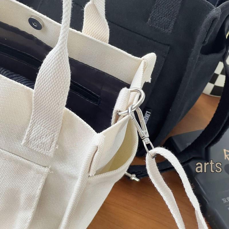 Women's Multi-Pocket 3D Canvas Tote: Versatile Crossbody, Student, & Lunch Bag