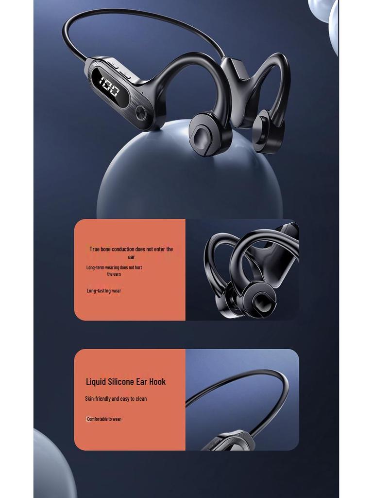 New Stereo Bluetooth 5.3 Bone Conduction Sports Earphones with Card Slot - Compatible with Android and Apple Devices.