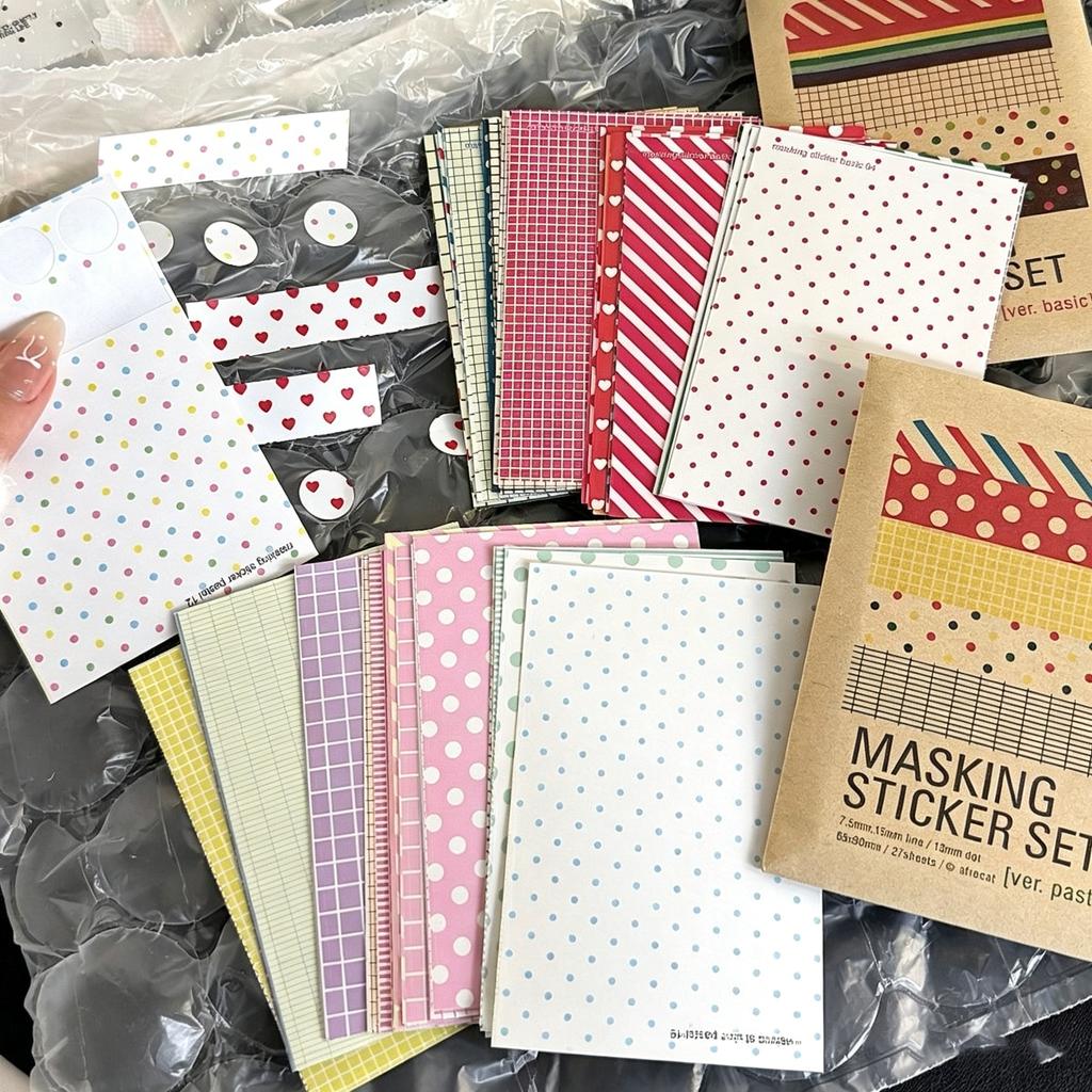27PC Mix Retro Polka Dot Ins Hand Account Sticker Card Packaging Hand Account Splicing Diy Decorative Korean Material Paper Gift