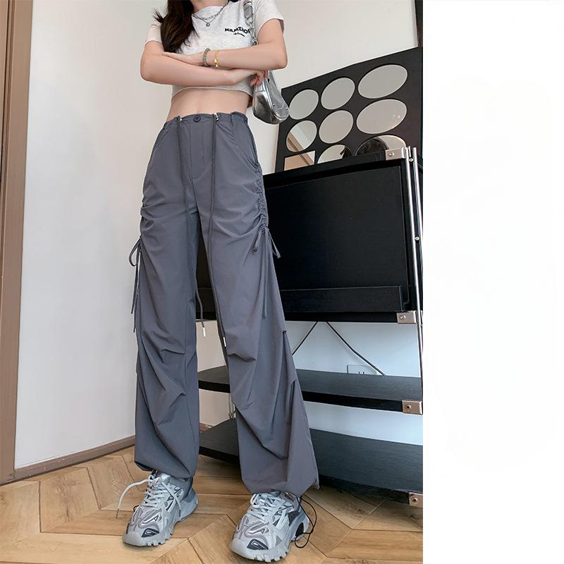 

Стильные рабочие брюки для женщин на лето, женские облегающие и свободные прямые брюки для гардероба, брюки-парашюты, быстросохнущие, широкие брюки XL