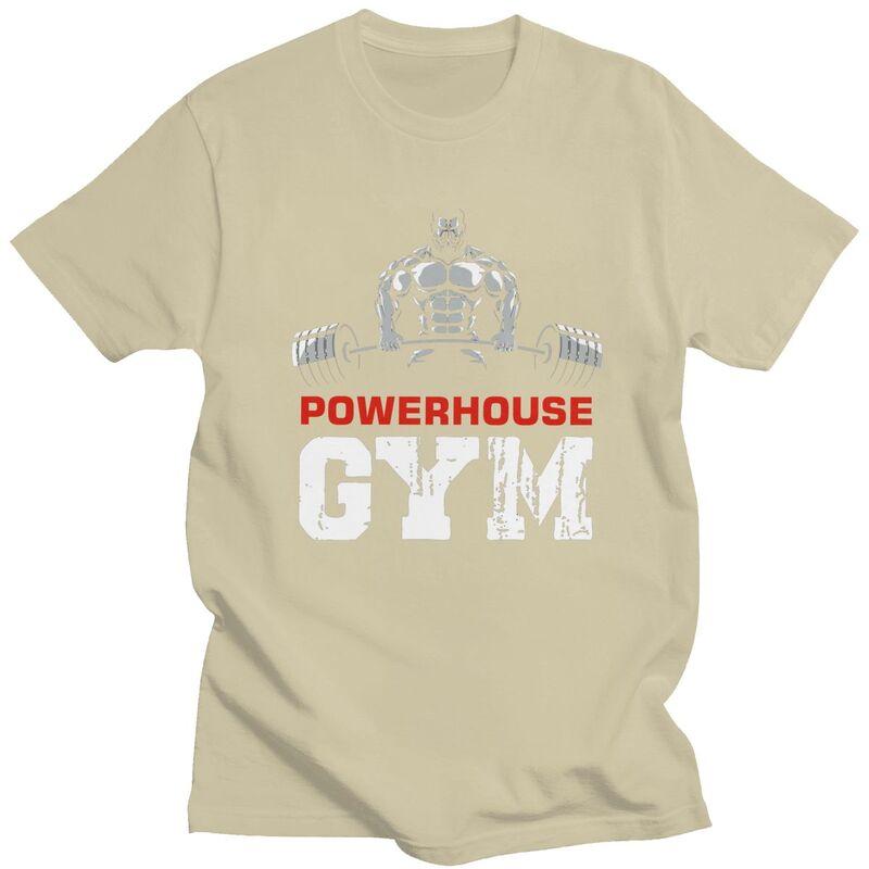 Custom Bodybuilding Fitness Powerhouse Gym T Shirt Men Short Sleeve Pure Cotton Tshirt Tee Tops Fashion Tshirts