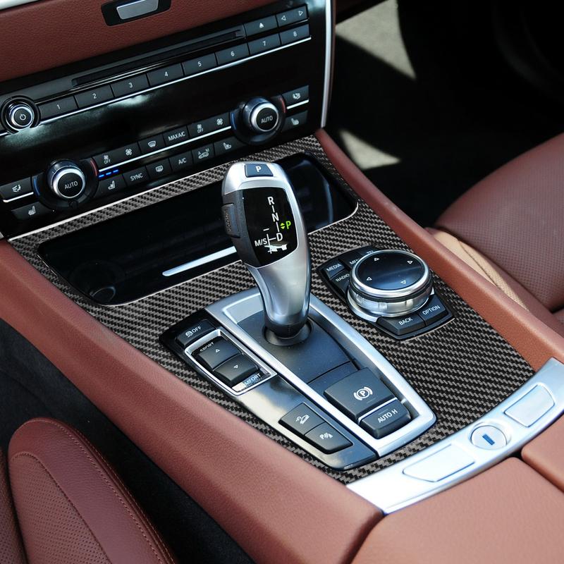 For BMW 5 Series GT F07 2010-2017 Car Accessories Carbon Fiber Gear Shifter Lever Panel Cover Interior Sticker Modification